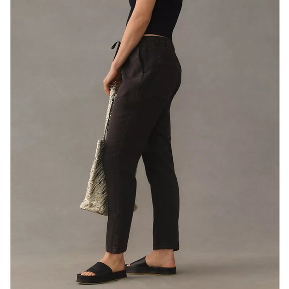 Anthropologie Pilcro Linen Drawstring Pants Oxford Black - XL - Picture 3 of 13